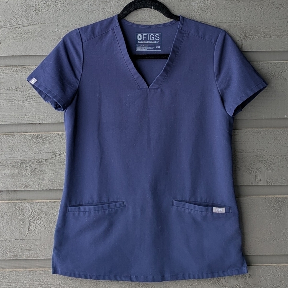 FIGS Casma Three-Pocket Scrub Top Dark Blue Size XXS Nursing